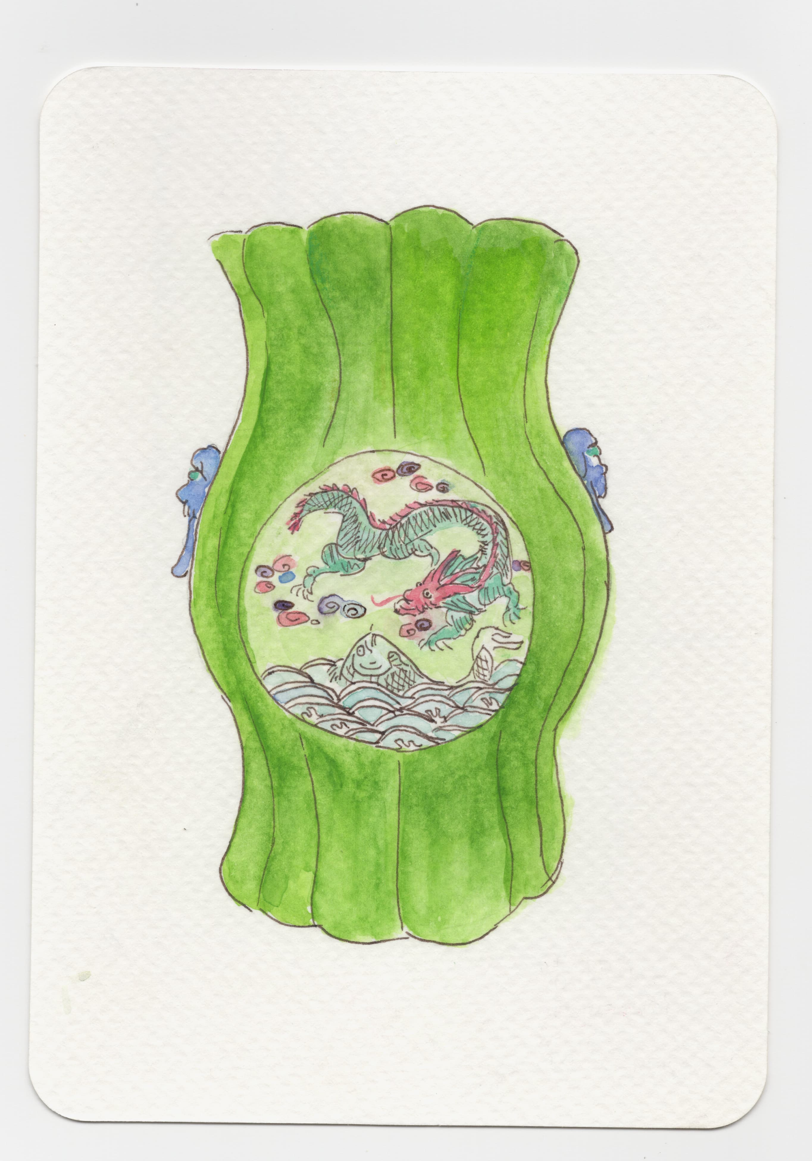 Green Dragon Vase from Qing Dynasty